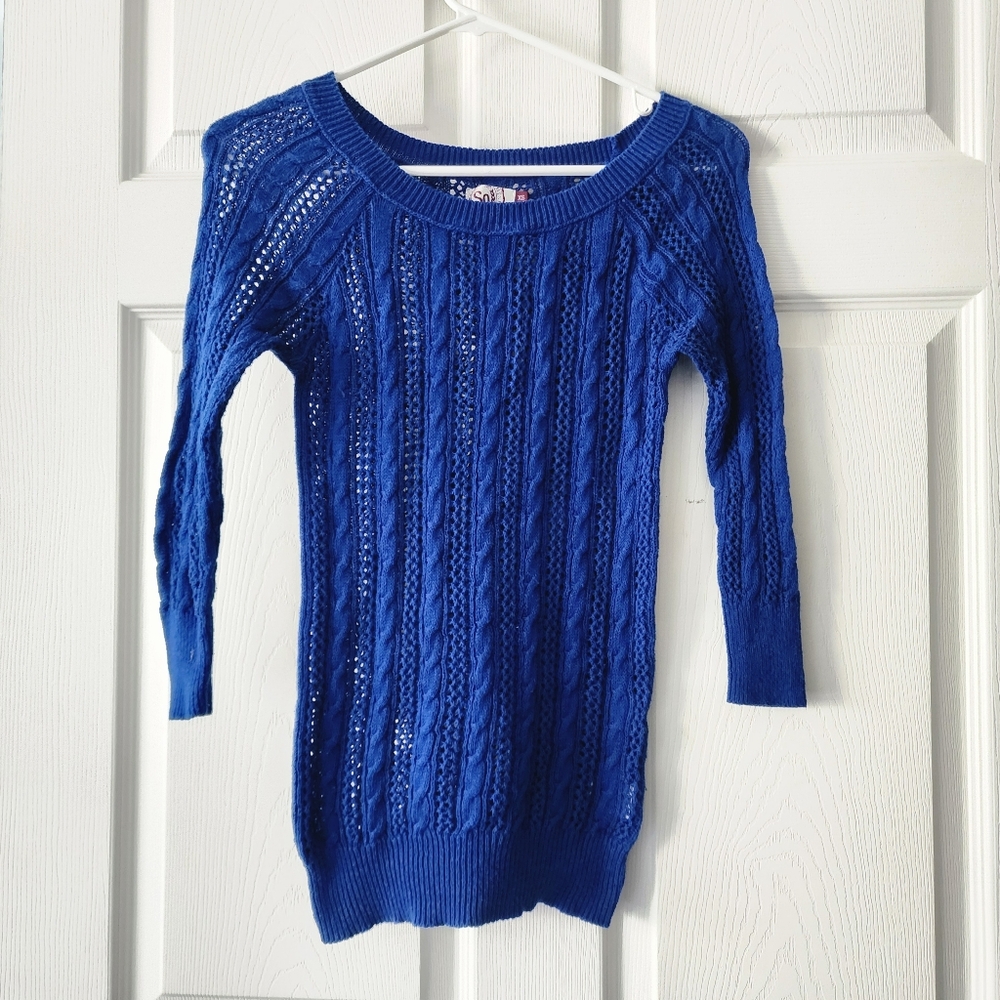 SO Women's Royal Blue Cable Knit Sweater